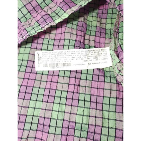 Zara Plaid Print Dress Womens M Purple Green Fairycore - Picture 6 of 9